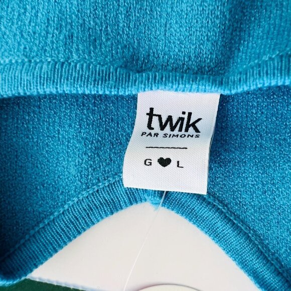 NWT Simons Twik Stripe Halter Crop Top Blue Sz L - Picture 5 of 8